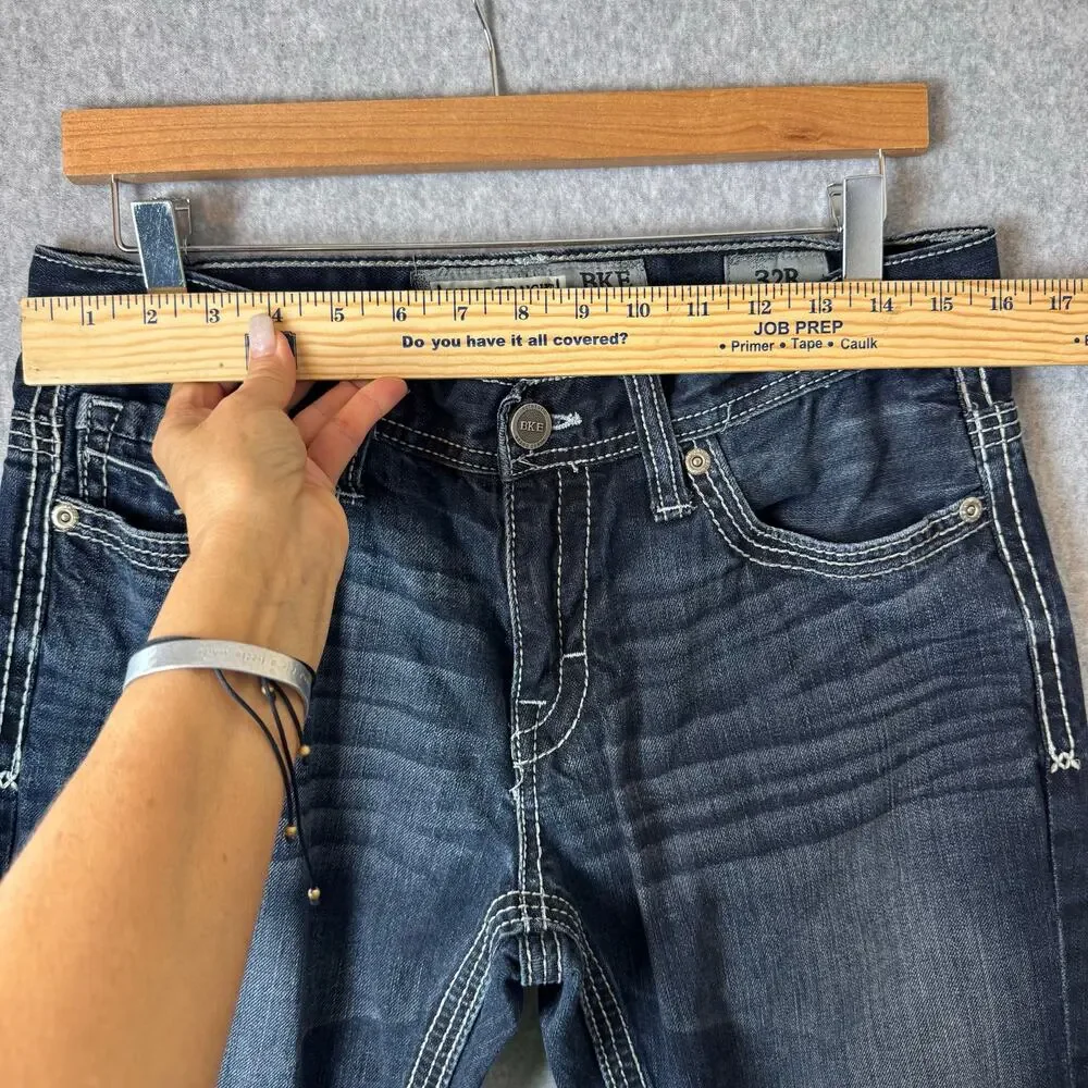 BKE Carter Jeans Mens 32 Straight Leg Y2K Ridged Denim Biker Thick Stitch Rodeo - Picture 7 of 11